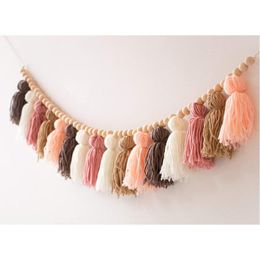 Decorative Objects & Figurines XX9B Nordic Colourful Pompom Garland Ins Po Prop Wall Hangings For Home Party Wedding Macrame Hanging Banner