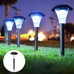 4Pcs LED Solar Lawn Light Ground Plug High Brightness Outdoor Waterproof Courtyard Garden Decoration Landscape Lamp - Black