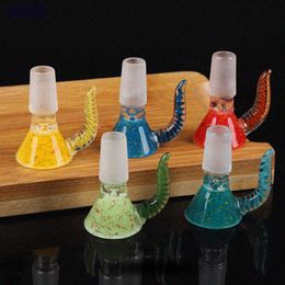 Colourful Glass Thick Slide Bowl 14mm 18mm Pipe Bowls Female Male Joint Oil Burner Handle For Bong Water Smoking Pipes Custom