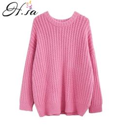 Women Winter Pink Sweater and Jumpers Twisted Yellow Pullovers Oversized Loose Korean Tops Thick Pull Femme Knitwear 210430
