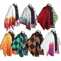 Demon Slayer Agatsuma Zenitsu Kamado Tanjirou Tomioka Giyuu Kochou Shinobu Cloak Haori Summer Kimono Yukata Cosplay Costume Y0903