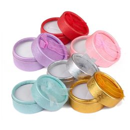 Wholesales Ring Box Stud Earrings Jewelry Box Gift Boxes Bow Small Round Trinket Container for Ring Display Jewelry 12pcs/Lot