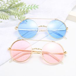 Luxury Double Beam Round Colour Sunglasses Fashion Women's Glitter Lens Sun Glasses UV400 High Quality with Box Cases