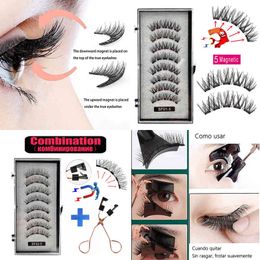 Fake Eyelashes 2 Pairs 5 Magnet Magnetic False Eyelashes 3d Natural Magnetic Lashes Handmade Mink Eye Faux Cils Magnetique 220226