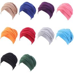 Solid Colour Cotton Women Lady Stretch Beanie Turban Girl Chemo Caps Head Wrap Hat Hair Accessories