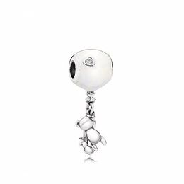 Fits Pandora Sterling Silver Bracelet White Balloon Bear Dangle Beads Charms For European Snake Charm Chain Fashion DIY Jewelry