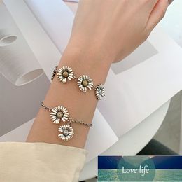 Fashion Retro Daisy Flower Bracelet 925 Sterling Silver Link Chain Adjustale Bracelet Gift Party Jewellery for Women Men S-B410