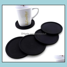 Mats & Pads Table Decoration Aessories Kitchen, Dining Bar Home Garden Colored Sile Round Coaster Coffee Cup Holder Waterproof Heat Resistan