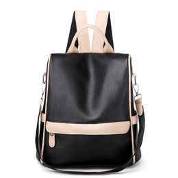 Outdoor Bags 2021 Anti-theft Backpack Female PU Travel Korean Waterproof Soft Leather Simple Dual-use Women's Pouch