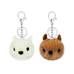 new imitation Scottish cashmere keychain key chain pendant cute fold-ear cat shape ladies bag ornaments Creative small gifts