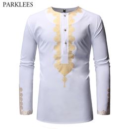 African Traditional Clothes Shirt Men Brand Afrian Dashiki Dress Shirt Mens Casual Long Sleeve Shirts Camisa Hombre XXL 210524