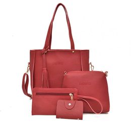 HBP Non-Brand Feng Zi Mu tassel 4-piece set women's single shoulder bag crossbar handbag Mobile Phone Wallet sport.0018