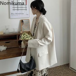 Nomikuma Double Breasted Long Sleeve Vintage Blazer Women Solid Color Casual Loose Jackets Korean Style Tops Ropa Mujer 3b587 210514