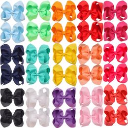 24Pcs 6 Inch Bows for Girls Big Grosgrain 6" Hair Bow Alligator Clips For Teens Kids Toddlers