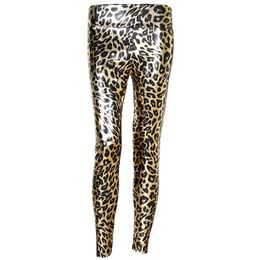 Leopard Leggings women's gold mid waist Female Shiny leopard elastic Ankle-Length fashion Casual Pants 211204