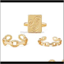 Band Jewelryrings Hip Hop Personality Ring Golden Smiling Face Twist Knitting Rings Retro Fashion Simplicity Designer Jewelry Drop Delivery 2