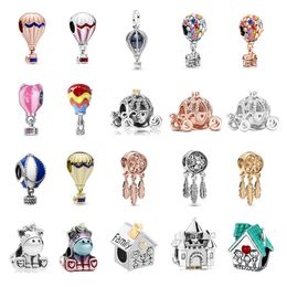 New Fashion 925 silver Charm Original Hot Air Balloon Dream Catcher House Beaded Fit Pandora Ladies Bracelet Necklace Jewellery Gift