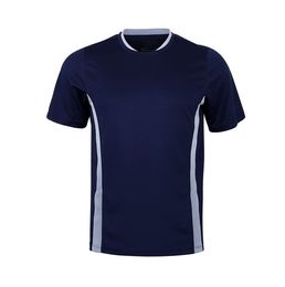 Men Dark blue Short Sleeve Soccer Jersey Team Training Uniform Football Match Shirt Quick Dipawerr