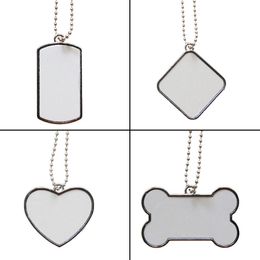 Blank Sublimation Stainless Steel Chain Dog Tag Necklace Heat Thermal Transfer DIY Printing Pet ID Card Smooth Metal Pendant Gift ZYY847