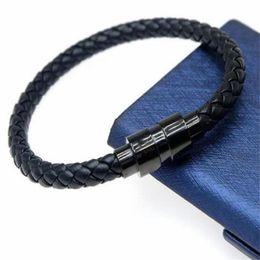 New Trend Leather Bracelet Magnet Clasp Leather Braid charm Bracelet Pulseira Men's Stainless Steel Magnet Clasp bangles fashion Jewellery