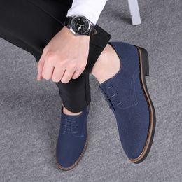 Fashion 2021 Men Suede Leather Casual Shoes Men Flats Lace Up Male Oxfords Men Soft Leather Shoes Chaussure Homme Plus Szie