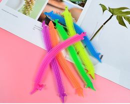 elastic stretch string UK - Dinosaur Worm TPR Stress Relief Toy Unicorn Stretch String Fidget Funny Pull Vent Toys Noodles Anti Soft Glue Elastic Rope Neon Autism Noodle Gift for Kids Adult
