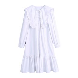 Casual Woman White Peter Pan Collar Shirt Dress Spring Fashion Ladies Loose Button es Girls Sweet Draped 210515