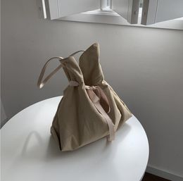 Women's Bag 2021 Summer Drawstring Design One Shoulder Underarm Nylon Large Capacity Simple Bucket Bags
