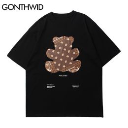 Bandana Paisley Bear Pattern Short Sleeve T-Shirts Hip Hop Men Streetwear Cotton Casual Harajuku Loose Tees Shirts Tops 210602