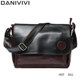 Vintage Men's Handbag Crazy Horse Leather Messenger for Men Travel Shoulder Crossbody Bag Casual Handbags