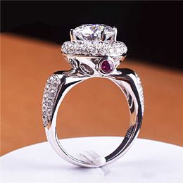 Womens Rings Crystal Jewellery classic round ring Plated Platinum wide exaggerated Cluster For Female Band styles