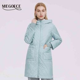 MIEGOFCE Womens Coat Women's Jacket Windproof Quilted Hooded Sleeves Knitted Cuffs Big Parka Stylish Design 211130