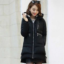 Parkas woman winter female coats fashion zipper solid long women jacket pockets polyester down 211008