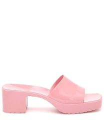 Pantofole in PVC con tacco basso moda donna Jelly Mule punta aperta taglia 35-41 in gomma
