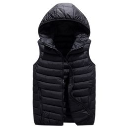 Women's Loose Winter Vest Solid Hooded Zipper Pockets Ladies Coats Casual Sleeveless Jackets Waistcoat for Female Fashion 211123