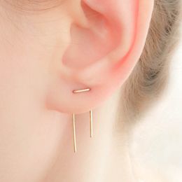 925 Silver Two Hole Earrings Gold Filled Jewelry Handmade Double Piercing Oorbellen Pendientes Boho Women