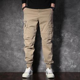 Men's Pants Cargo Spring Multi-pocket Loose Nine-minute Trendy Brand Street Casual Sports Khaki Military Green