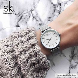 SK Super Slim Sliver Mesh Stainless Steel Watche Top Brand Luxury Casual Clock Ladies Wrist Watch Lady Relogio Feminino 210616