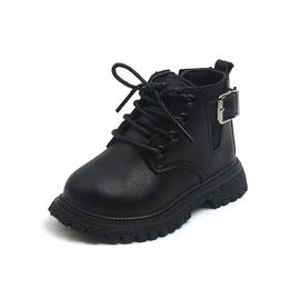 Boots Little Kids Autumn Winter Child Brand For Boys Girls Toddlers Black White With Buckle Fashion Classic