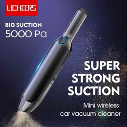 Licheers Mini Wireless Car Vacuum 5000 Pa 60W Super Strong Suction Portable Handheld Auto Vacumm Cleaner for car home