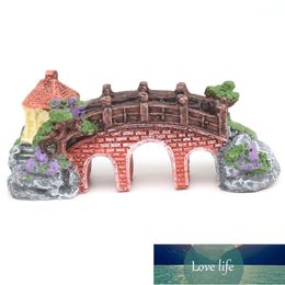 Aquarium Fish Tank Vintage Decorative Bridge Landscape Ornaments Pavilion Tree Plants Resin Design Pet Decorations Supplies Factory price expert design Quality