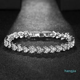 Charm Bracelets Fashion Luxury Zirconia Tennis Crystal Wedding Bracelet For Women Men Silver Colour Jewellery Gift