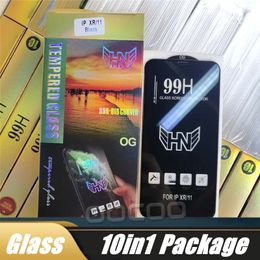 9H Hardness Tempered Glass Phone Screen Protector For iPhone 14 13 12 mini pro max 11 xr xs 8 7 6 Plus Samsung A12 A22 A32 A52 A72 Full Glue Coverage Film With Retail Package