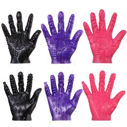 NXY Sex Anal toys 1PCS Silicone Magic Waterproof Massager Gloves Erotic Masturbation Vaginal Stimulation SM Flirt Toys Dildo for Couples 1207