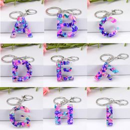 Fashion Creative 26 Initials Letter Pendant Temperament Key Chain Acrylic A-Z Keyring Car Key Ring Simple Cute Party Gift