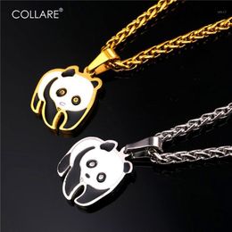 Chains Collare Panda Pendant Stainless Steel Gold Color Anime Accessories Wholesale Animal Jewelry Chinese Sign Necklace Women P132