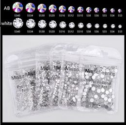 quality 1440pcs/Pack SS3-SS50 Starry AB Rhinestones For Nails 3d Flatback Glass Strass Non Hotfix Crystal Charm Nail Art Glitter Decorations