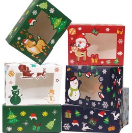 Weihnachtsgeschenkschachtel Santa Papercard Kraft Present Party bevorzugt Backkuchenbox Muffin Papierpackung DD570