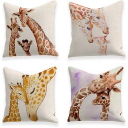 Pillow Case Animal Giraffe Square Cushion Cover Polyester Throw Pillows Cushions For Home Decor 45x45cm