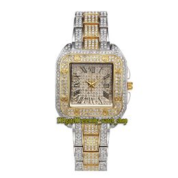 MISSFOX 2021 eternity v287 leisure Fashion Lady Watches Gold CZ Diamonds inlay Dial Quartz Movement Womens Watch Alloy Case half Diamond Two Tone Bracelet